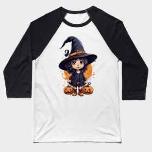 Halloween with Little Witch Baseball T-Shirt